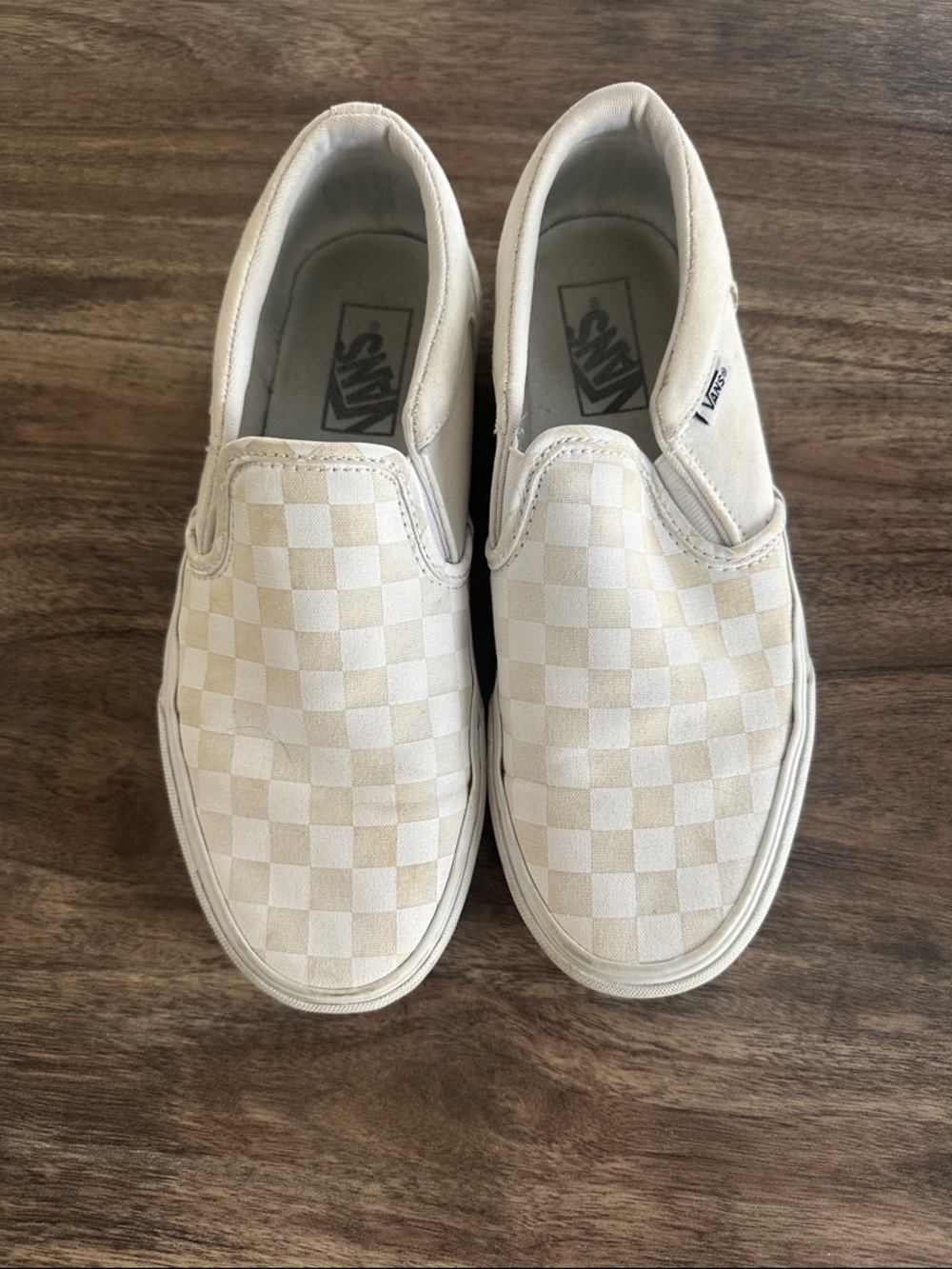 Vans Slip-On Checkerboard Canvas Sneakers - Cream/Beige